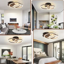 ZMH Plafonnier LED Moderne à 2 Anneaux - Éclairage Intérieur 24w 3000k Pour Salon Et Couloir