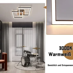 ZMH Plafonnier LED Moderne 12W Noir pour Cuisine et Salon avec Lumière Chaude 3000K