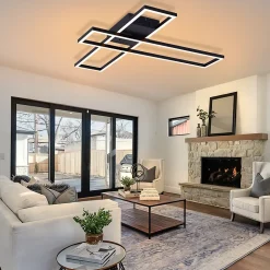 ZMH Plafonnier LED Métal 42w 60cm Plafonnier Salon Moderne Dimmable Avec Télécommande Pour Cuisine