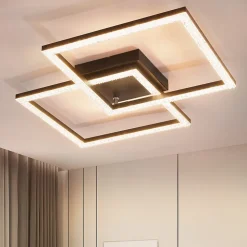 ZMH Plafonnier LED Noir - 24w Moderne Cristal Blanc Chaud Couloir