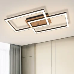 ZMH Plafonnier LED Salon Moderne 24w Lampe De Cuisine Blanc Chaud Noir Rétro Couloir