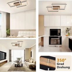 ZMH Plafonnier LED Salon Moderne 24w Lampe De Cuisine Blanc Chaud Noir Rétro Couloir