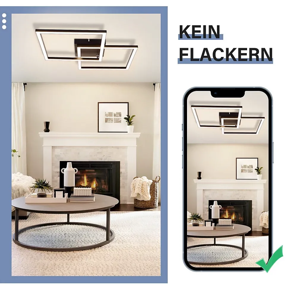 ZMH Plafonnier LED Salon Angulaire 24w 3000k Blanc Chaud Moderne Éclairage De Plafond