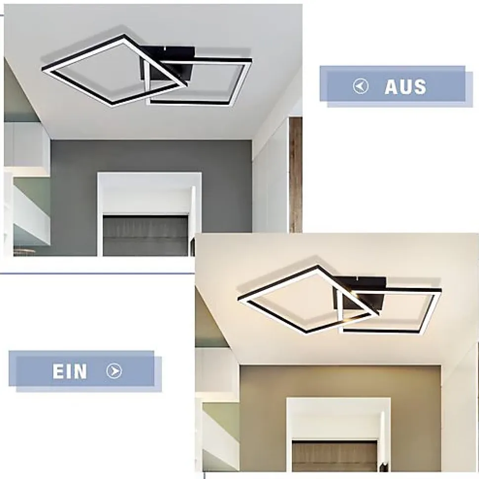 ZMH Plafonnier LED Salon Angulaire 24w 3000k Blanc Chaud Moderne Éclairage De Plafond