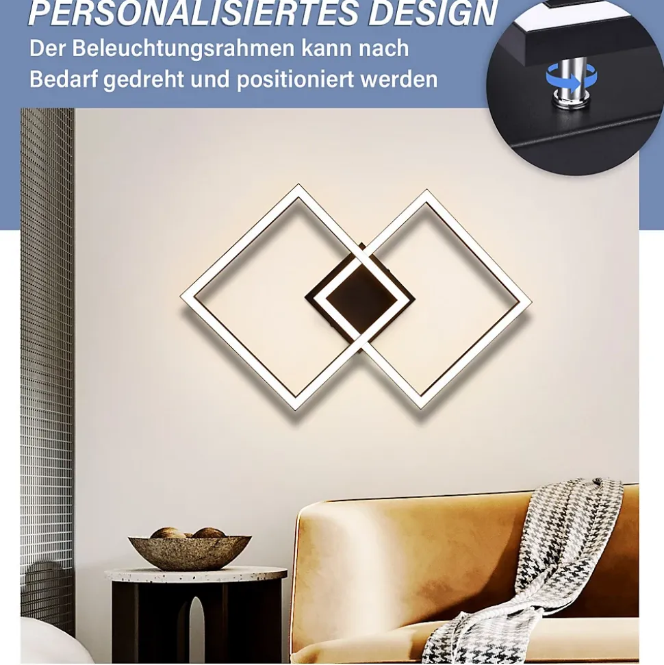 ZMH Plafonnier LED Salon Angulaire 24w 3000k Blanc Chaud Moderne Éclairage De Plafond