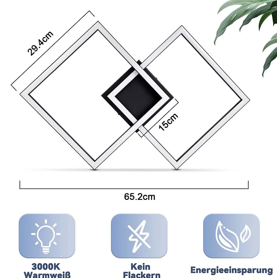 ZMH Plafonnier LED Salon Angulaire 24w 3000k Blanc Chaud Moderne Éclairage De Plafond