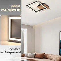 ZMH Plafonnier LED Salon Moderne 12w Lampe De Cuisine Blanc Chaud Noir Rétro Couloir