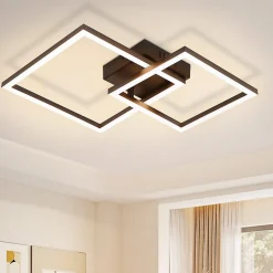 ZMH Plafonnier LED Salon - Carré Noir 20w Angulaire 3000k Plafonnier Couloir