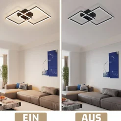 ZMH Plafonnier LED Salon - Carré Noir 20w Angulaire 3000k Plafonnier Couloir