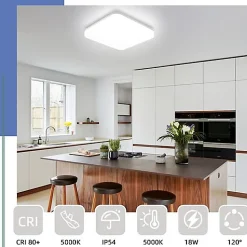 ZMH Plafonnier LED Salon 22cm 18w Lampe De Salle De Bain Angle Ip54 Chambre Cuisine