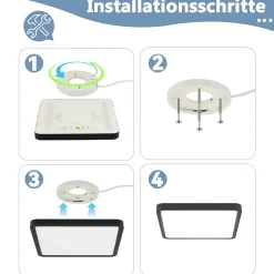 ZMH Plafonnier LED Salon 23cm Noir Plafonnier 6500k Angulaire Pour Cuisine Couloir