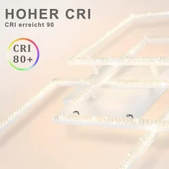 ZMH Plafonnier LED Triple Design Carré en Cristal - Luminosité Réglable 3900 lm
