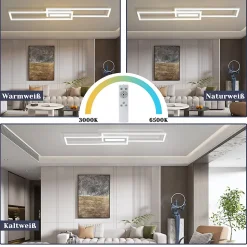 ZMH Plafonnier LED 50W Géométrique avec Télécommande et Intensité Variable pour un Éclairage Moderne