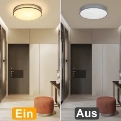 ZMH Plafonnier LED 12w 3000k Abat-jour Tissu Moderne Rond