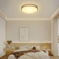 ZMH Plafonnier LED 12w 3000k Abat-jour Tissu Moderne Rond