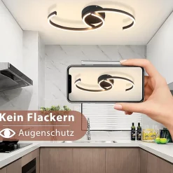 ZMH Plafonnier LED 24W Moderne Noir avec Éclairage Orientable 3000K Blanc Chaud