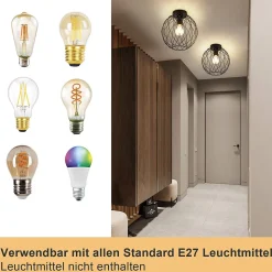 ZMH Plafonnier Noir Vintage Plafonnier Cafard Grille Pour Salon Couloir