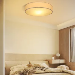 ZMH Plafonnier Rond Avec Abat-jour En Tissu 2-flamme E27