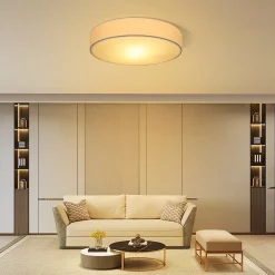 ZMH Plafonnier Rond Avec Abat-jour En Tissu 2-flamme E27