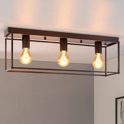 ZMH Plafonnier Rétro Noir Industriel 3 Flammes Pour Salon Salle à Manger