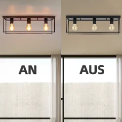 ZMH Plafonnier Rétro Noir Industriel 3 Flammes Pour Salon Salle à Manger