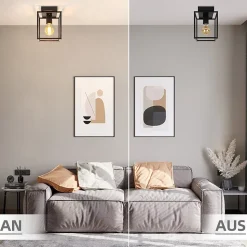 ZMH Plafonnier Rétro Noir Industriel Lampe De Cuisine Pour Chambre à Coucher