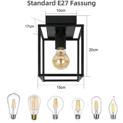 ZMH Plafonnier Rétro Noir Industriel Lampe De Cuisine Pour Chambre à Coucher