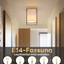 ZMH Plafonnier Salon 1 Flammes E14 Vintage Avec Abat-jour Tissu Industriel