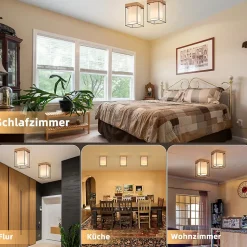 ZMH Plafonnier Salon 1 Flammes E14 Vintage Avec Abat-jour Tissu Industriel