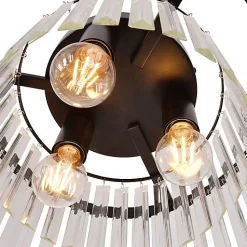 ZMH Plafonnier Salon Noir E27 Plafonnier Moderne Cristal Pour Cuisine Bureau