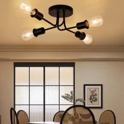 ZMH Plafonnier Vintage Noir E27 - Éclairage Élégant Pour Salon Et Chambre