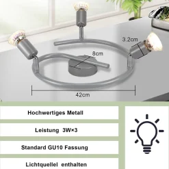 ZMH Spot De Plafond 3 Flammes Gu10 Moderne Plafonnier Couloir Ampoule Incluse