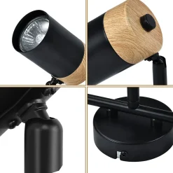 ZMH Spot LED 3 Flammes Noir Sans Ampoule