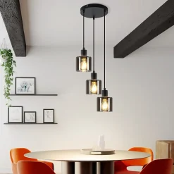 ZMH Suspension E27 3 Flammes Vintage Lampe Industrielle Réglable En Hauteur