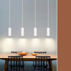 ZMH Suspension 4 Flamme Bois Gu10 Blanc Réglable Hauteur Moderne