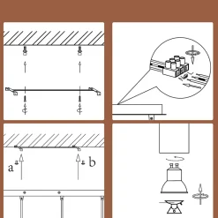 ZMH Suspension 4 Flamme Bois Gu10 Blanc Réglable Hauteur Moderne
