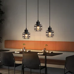 ZMH Suspension 3 Flamme Métal E14 Noir Réglable Hauteur Vintage Sans Ampoule