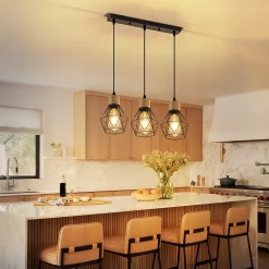 ZMH Suspension 3 Flamme Vintage Noir Métal E27 Sans Ampoule