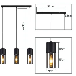 ZMH Suspension 3 Flammes Noir E27 Douille Lustre Pour Cuisine Hall D'entrée