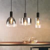 ZMH Suspension 3/4 Luminaires pour salle à manger suspension E27 gris fumée Moderne Suspendue Verre Hauteur réglable