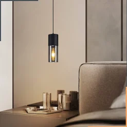 ZMH Suspension 1 Lumière Noir E27 Abat-jour En Verre Fumé Gris Industrielle Lampe à Suspendre