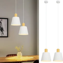 ZMH Suspension Blanc E27 Vintage Industriel Pour Salle à Manger En Métal Retro - 2 Pièces