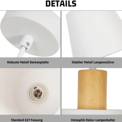 ZMH Suspension Blanc E27 Vintage Industriel Pour Salle à Manger En Métal Retro - 2 Pièces