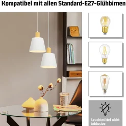 ZMH Suspension Blanc E27 Vintage Industriel Pour Salle à Manger En Métal Retro - 2 Pièces