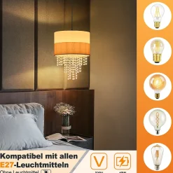 ZMH Suspension E27 Blanc Vintage Cristal Sans Ampoule