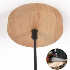 ZMH Suspension En Bois Pour Table à Manger Vintage 1 Lumière E27 Lampe De Salle à Manger Industrielle