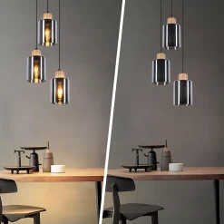 ZMH Suspension En Bois Pour Table à Manger Lampe De Table à Manger Suspendue E27