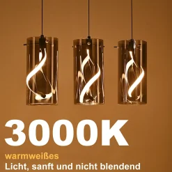 ZMH Suspension LED 3 Flammes 33w Gris Hauteur Réglable Pour Salon