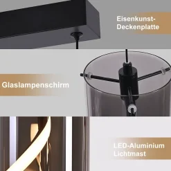 ZMH Suspension LED 3 Flammes 33w Gris Hauteur Réglable Pour Salon