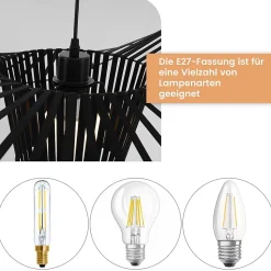 ZMH Suspension LED Moderne Noir E27 Pour Salle à Manger 100 Cm - Élégance Et Design Contemporain